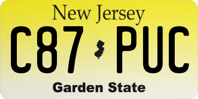 NJ license plate C87PUC