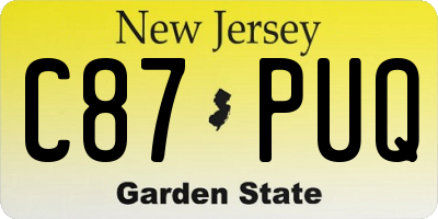 NJ license plate C87PUQ