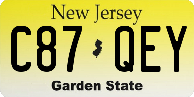 NJ license plate C87QEY