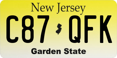 NJ license plate C87QFK
