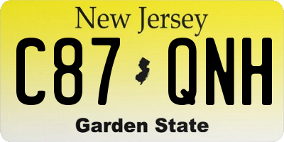 NJ license plate C87QNH