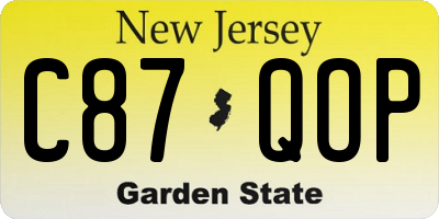 NJ license plate C87QOP