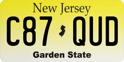 NJ license plate C87QUD