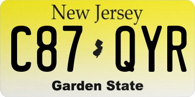 NJ license plate C87QYR