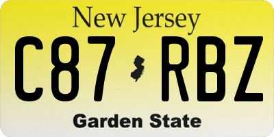 NJ license plate C87RBZ