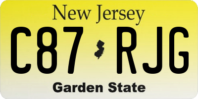 NJ license plate C87RJG