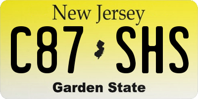 NJ license plate C87SHS