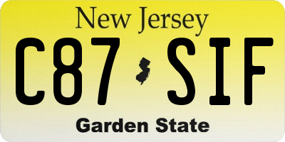 NJ license plate C87SIF