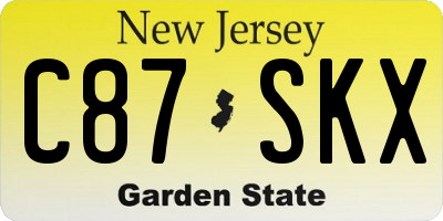 NJ license plate C87SKX