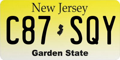 NJ license plate C87SQY