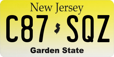 NJ license plate C87SQZ