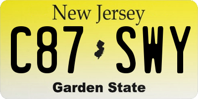 NJ license plate C87SWY
