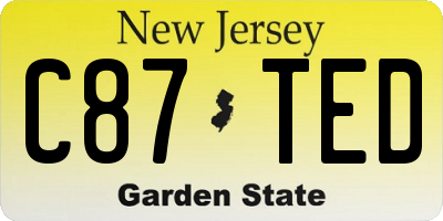 NJ license plate C87TED
