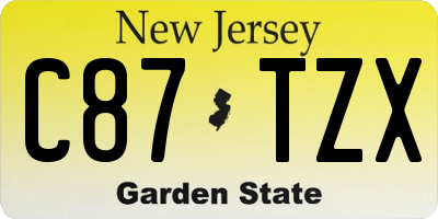 NJ license plate C87TZX