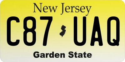 NJ license plate C87UAQ