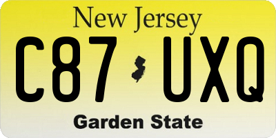 NJ license plate C87UXQ