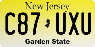 NJ license plate C87UXU