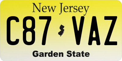 NJ license plate C87VAZ