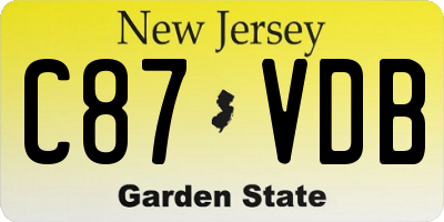 NJ license plate C87VDB