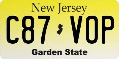 NJ license plate C87VOP