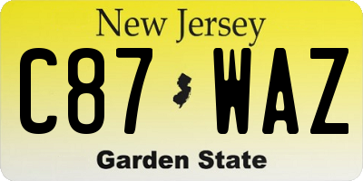 NJ license plate C87WAZ