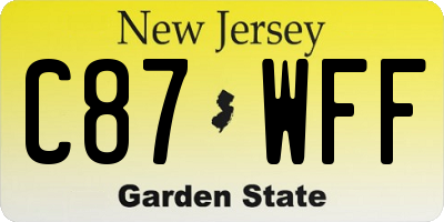 NJ license plate C87WFF