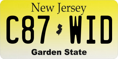 NJ license plate C87WID
