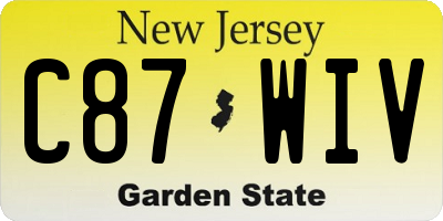 NJ license plate C87WIV