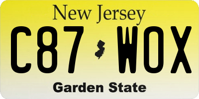 NJ license plate C87WOX