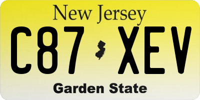 NJ license plate C87XEV