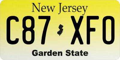 NJ license plate C87XFO