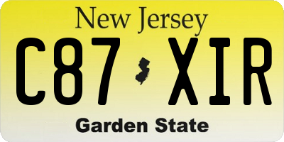 NJ license plate C87XIR
