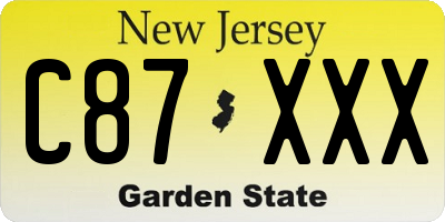 NJ license plate C87XXX