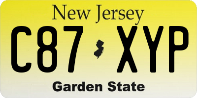 NJ license plate C87XYP