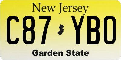 NJ license plate C87YBO