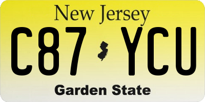 NJ license plate C87YCU