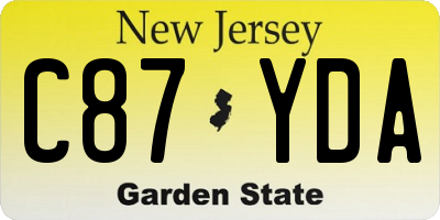 NJ license plate C87YDA
