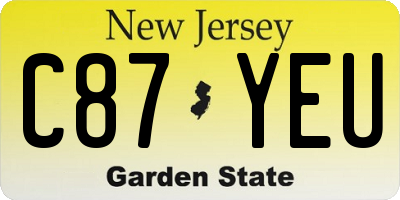 NJ license plate C87YEU
