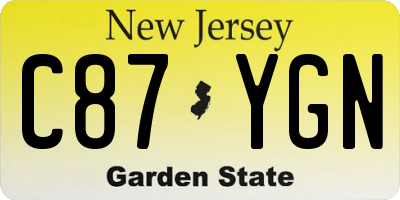NJ license plate C87YGN
