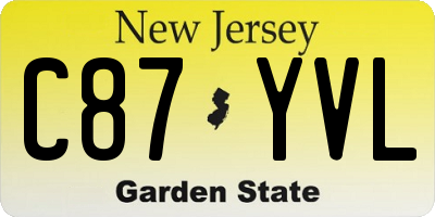NJ license plate C87YVL
