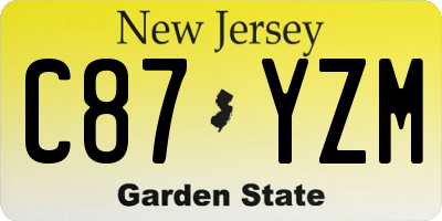 NJ license plate C87YZM