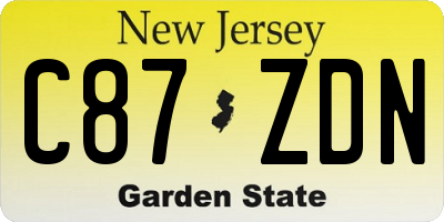 NJ license plate C87ZDN