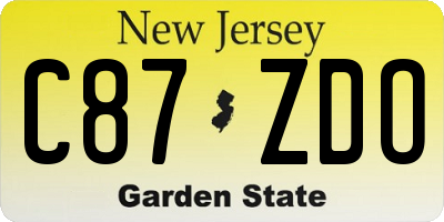 NJ license plate C87ZDO