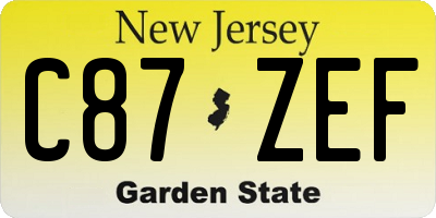 NJ license plate C87ZEF