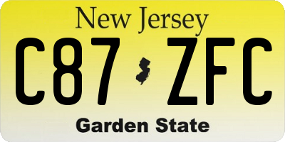 NJ license plate C87ZFC