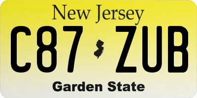 NJ license plate C87ZUB