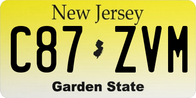 NJ license plate C87ZVM