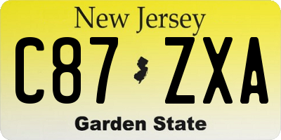 NJ license plate C87ZXA
