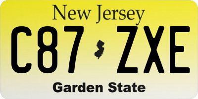 NJ license plate C87ZXE