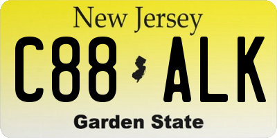 NJ license plate C88ALK